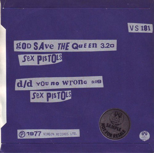  Sex Pistols - God Save The Queen United Kingdom 7" Sample - Not For Resale