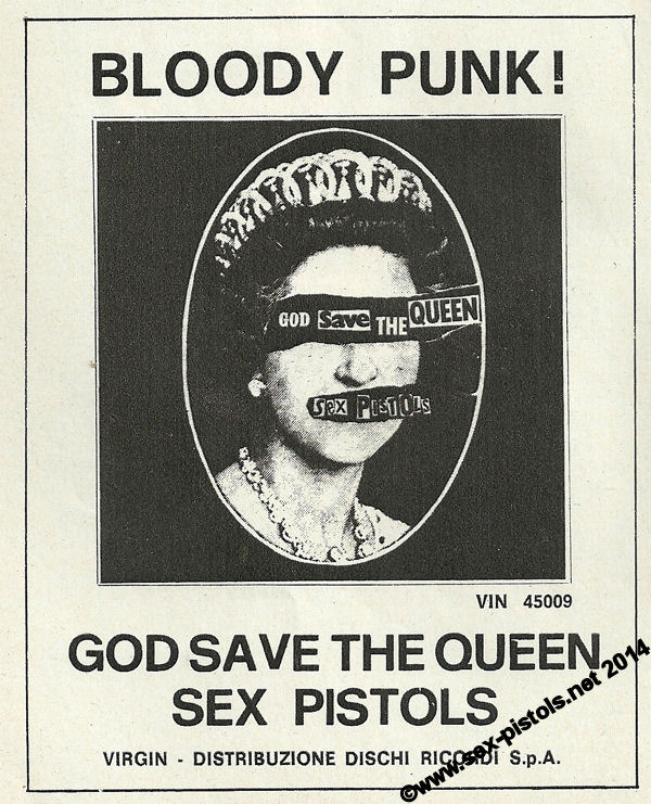 Sex Pistols - ITALIAN PRESS ADVERTS 1977 God Save The Queen / Pretty Vacant