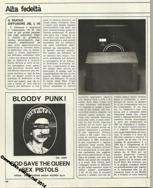 Sex Pistols - ITALIAN PRESS ADVERTS 1977 God Save The Queen / Pretty Vacant