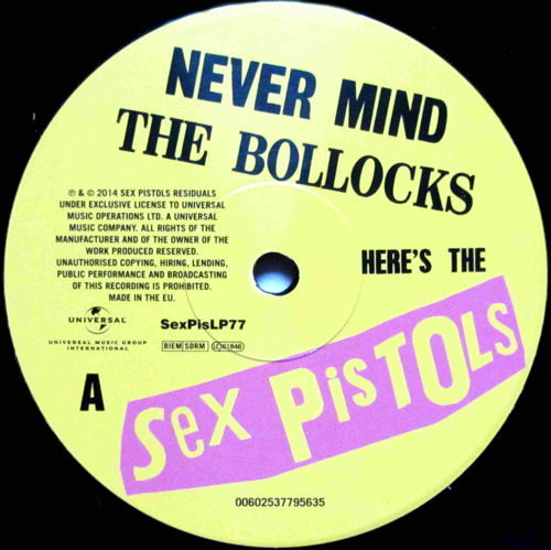  Sex Pistols - Never Mind The Bollocks: United Kingdom "back to black" vinyl LP