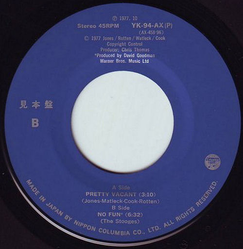  Sex Pistols - Pretty Vacant Japan Columbia 7" Promo