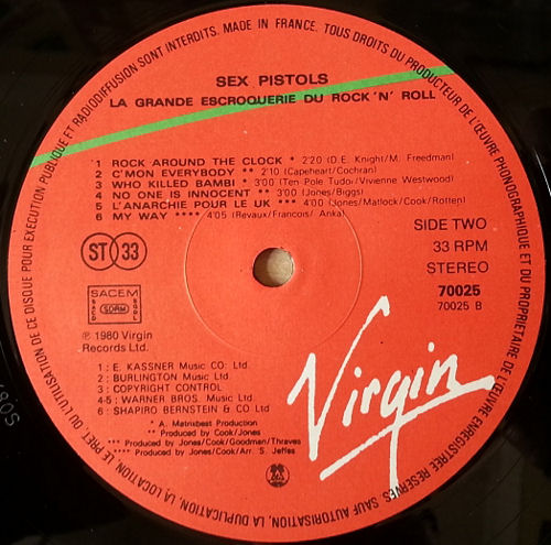 Sex Pistols - The Great Rock 'N' Roll Swindle Single LP Virgin Records France 1st Pressing