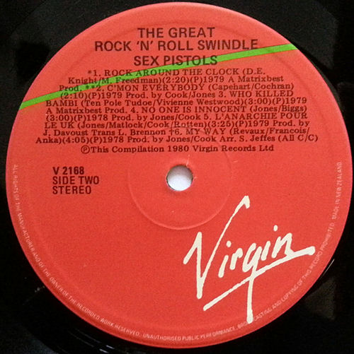  Sex Pistols - The Great Rock 'N' Roll Swindle Single LP Virgin Records New Zealand