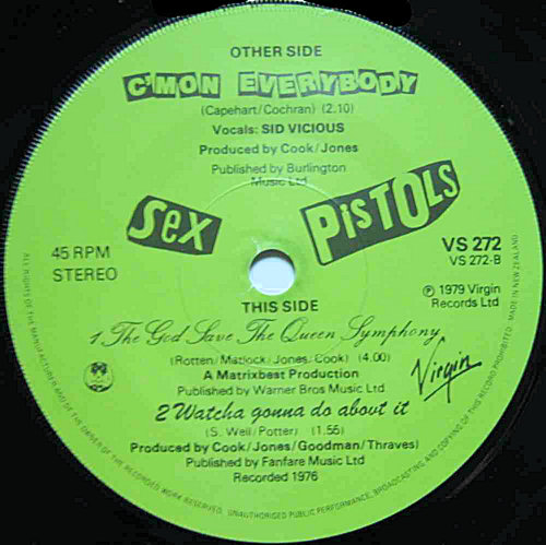  Sex Pistols - C'Mon Everybody New Zealand 7" 1st Pressing