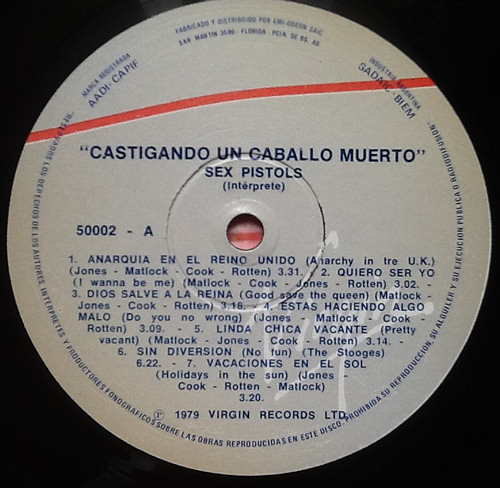 Sex Pistols - Castigando Un Caballo Muerto (Flogging A Dead Horse): Argentina