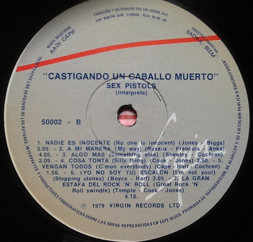 Sex Pistols - Castigando Un Caballo Muerto (Flogging A Dead Horse): Argentina