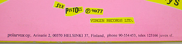  Sex Pistols - Never Mind The Bollocks: Finland Pressing Different Sleeve