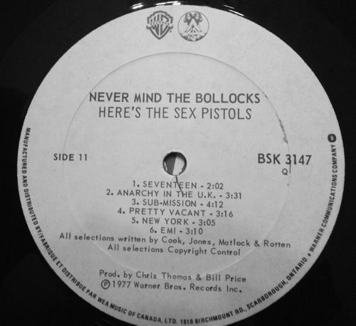 Sex Pistols - Never Mind The Bollocks: Canada alternative sleeve 2