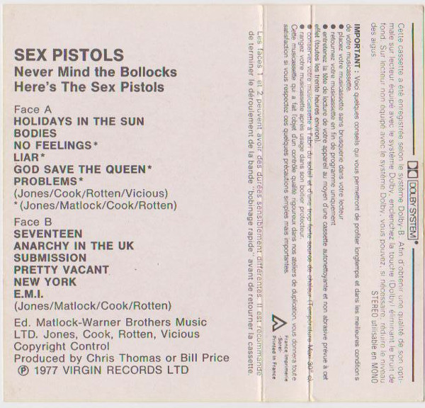  Sex Pistols - NMTB France Virgin Cassette
