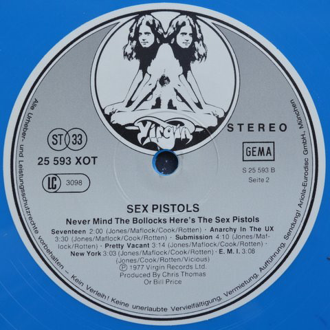 Sex Pistols - Never Mind The Bollocks German coloured vinyl counterfeit