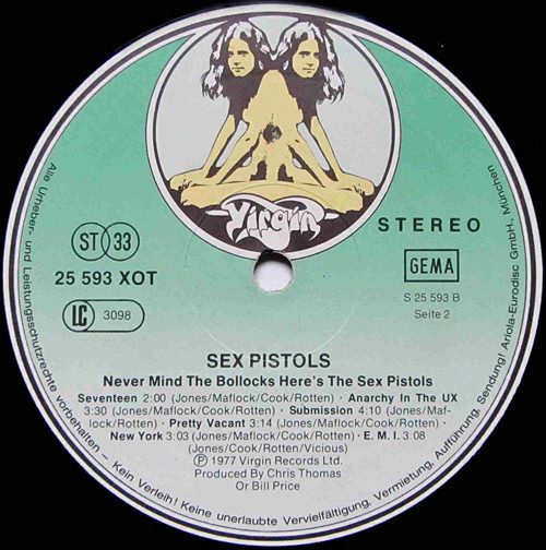 Sex Pistols - Never Mind The Bollocks: Germany First Pressing Mispress