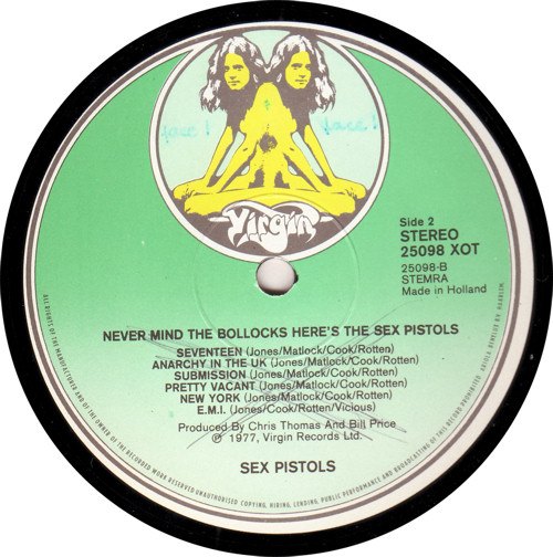 Sex Pistols - Never Mind The Bollocks: Netherlands Label Mispress