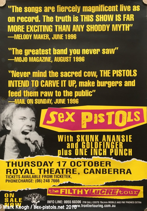 Sex Pistols in Auckland, Sydney, Canberra, Melbourne, & Perth 