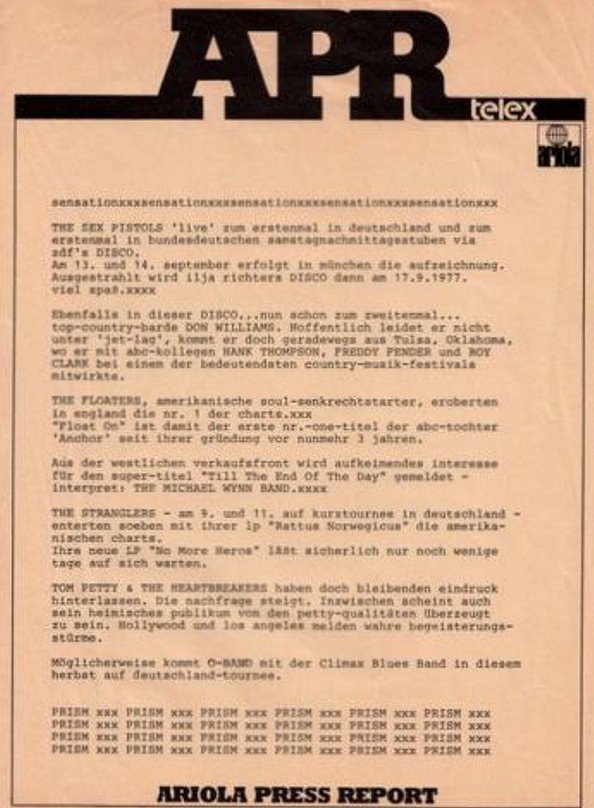 Sex Pistols - German TV September 1977 Cancellation