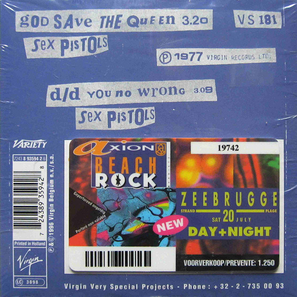 Sex Pistols - God Save The Queen CD Zeebrugge, Belgium 20th July 1996