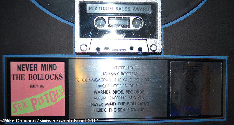 JOHNNY ROTTEN'S USA PLATINUM DISC 1992