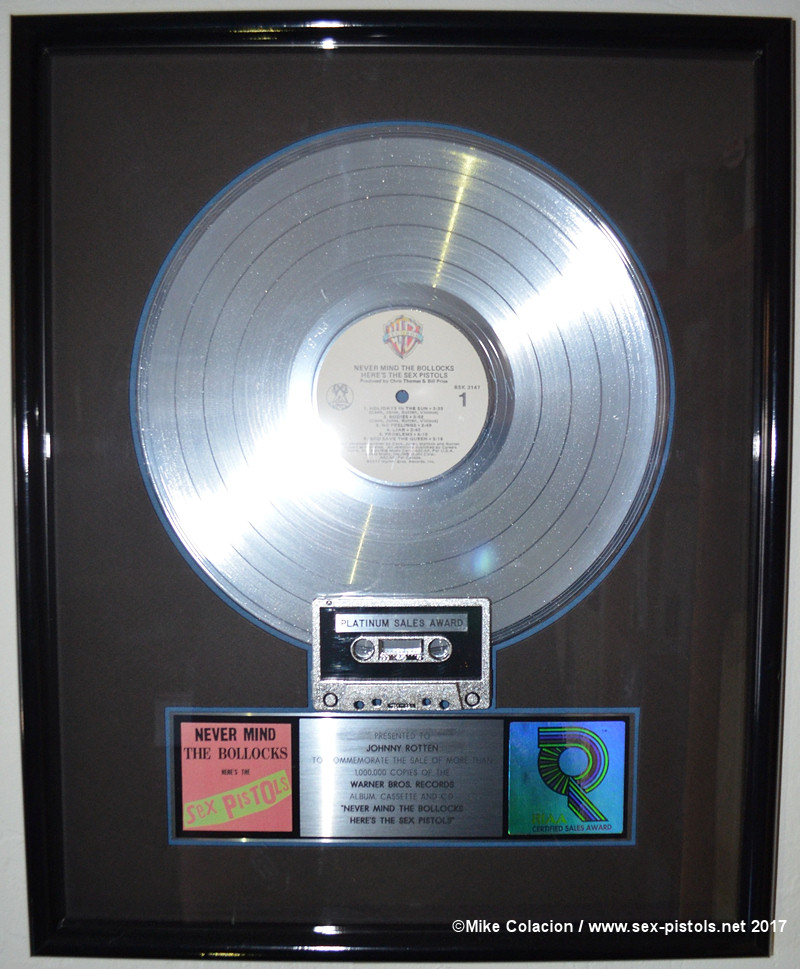 JOHNNY ROTTEN'S USA PLATINUM DISC 1992