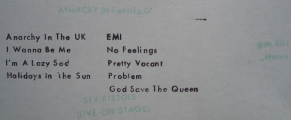 God Save The Sex Pistols Anarchy In Sweden LP Bootleg