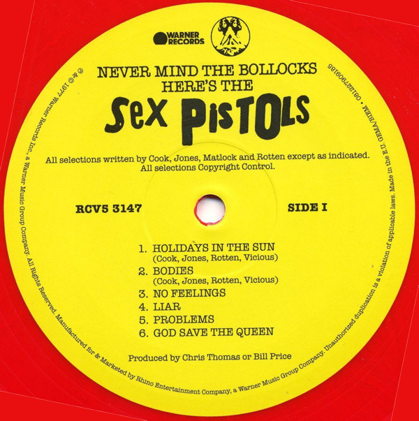 Sex Pistols - Never Mind The Bollocks: 2021 Scarlet Lady Red Vinyl Pressing