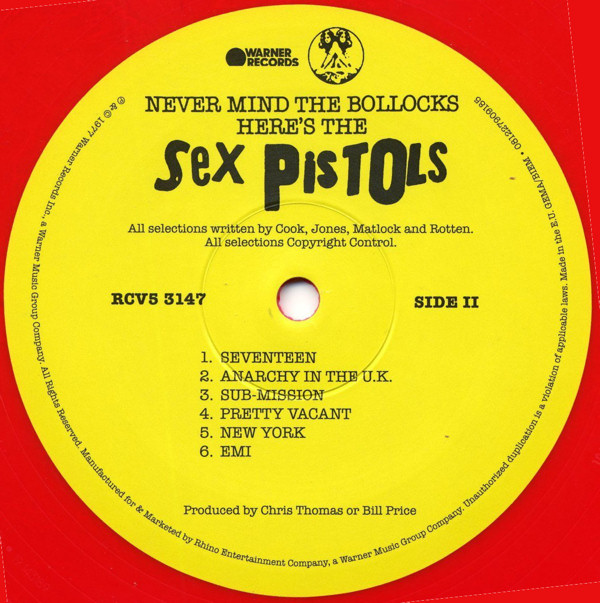 Sex Pistols - Never Mind The Bollocks: 2021 Scarlet Lady Red Vinyl Pressing