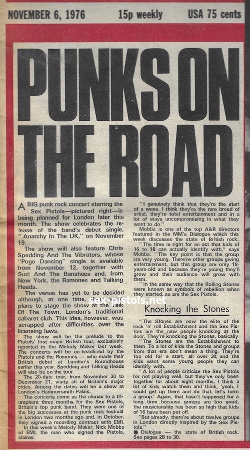 Melody Maker 6th November 1976