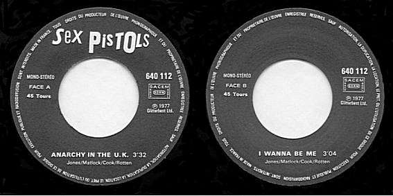 Anarchy In The U.K. / I Wanna Be Me (Barclay 640 112)