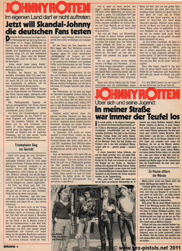 God Save The Sex Pistols West Germany Bravo Magazine December
