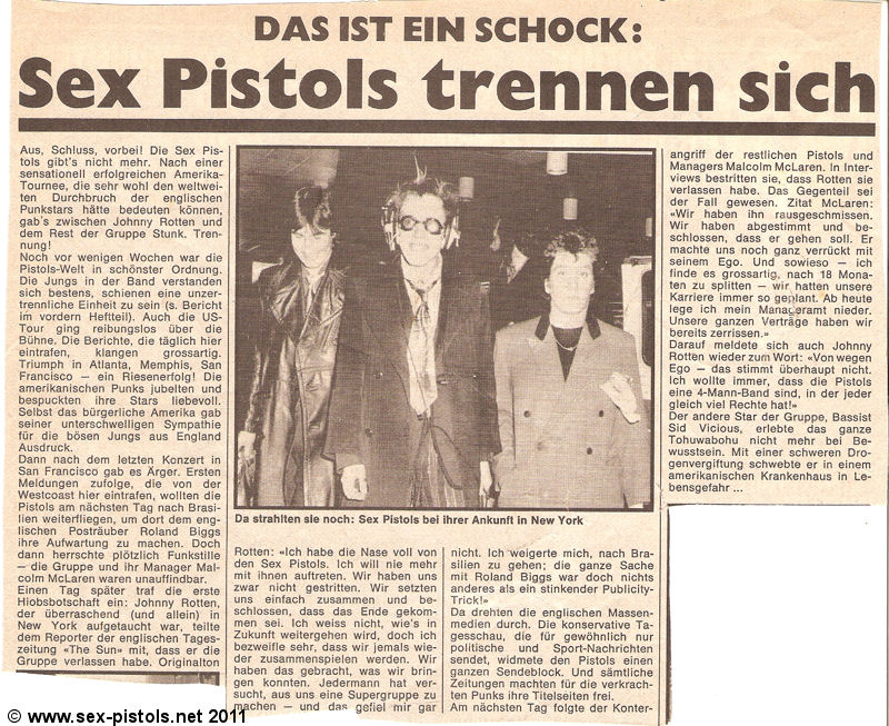 Pop / Rocky Music Paper 1978. Additional "German Melody Maker" section. The Sex Pistols split. 