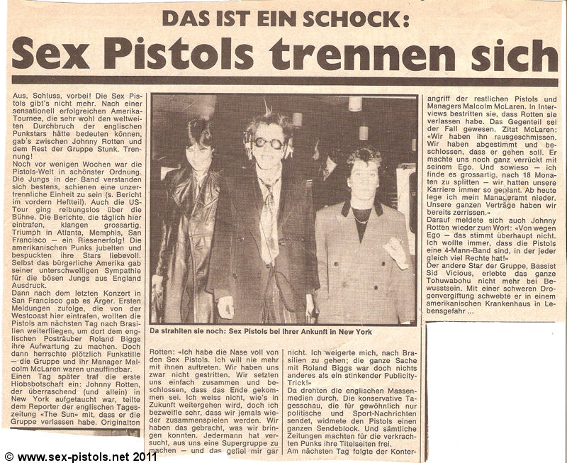 God Save The Sex Pistols - Pop / Rocky German Music Paper 1978