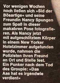 Stern Magazine 1979. Sid Vicious Dead.