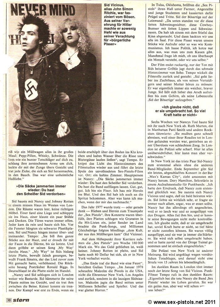 God Save The Sex Pistols Stern Magazine 1979 Sid