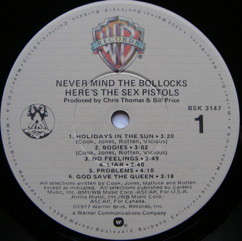 God Save The Sex Pistols Never Mind The Bollocks Usa Second Pressing