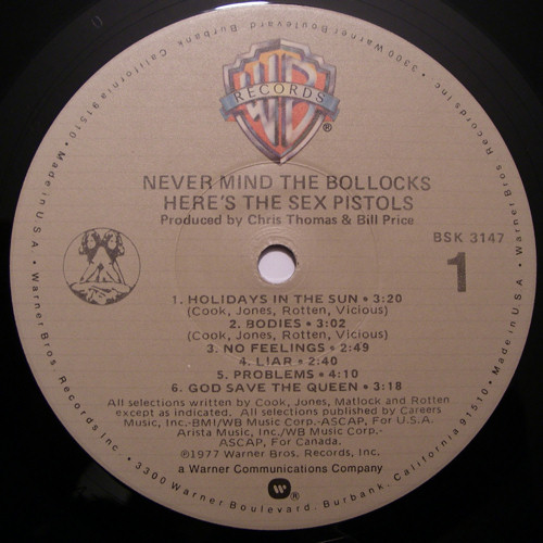 Never Mind The Bollocks: USA Third Pressing