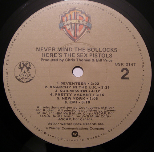 Never Mind The Bollocks: USA Third Pressing