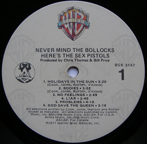  Never Mind The Bollocks: USA Fourth Pressing