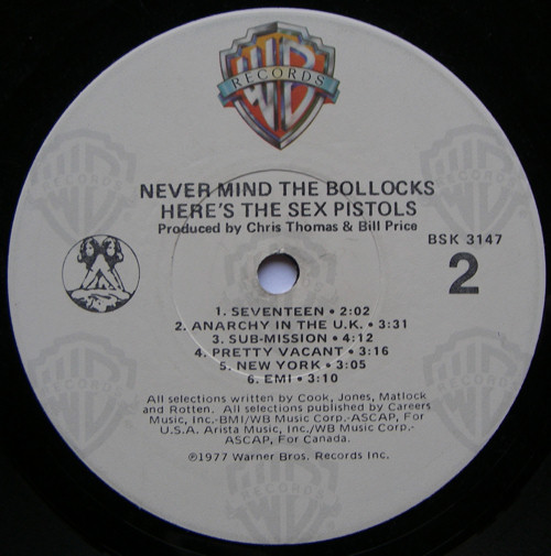  Never Mind The Bollocks: USA Fourth Pressing