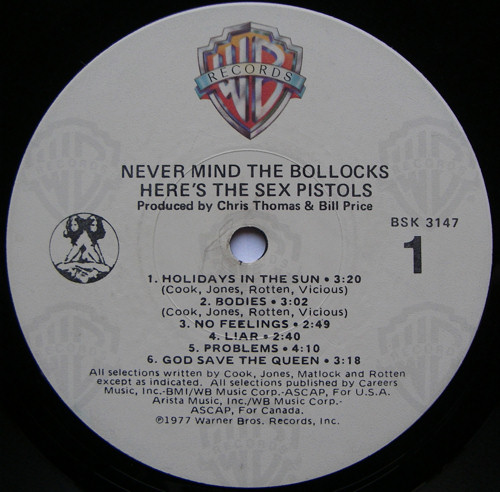  Never Mind The Bollocks: USA Fifth Pressing