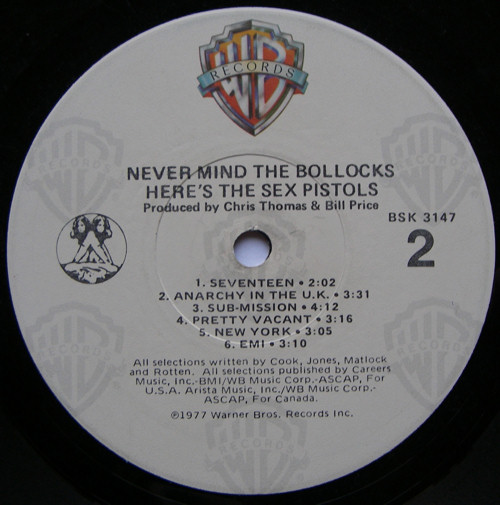  Never Mind The Bollocks: USA Fifth Pressing