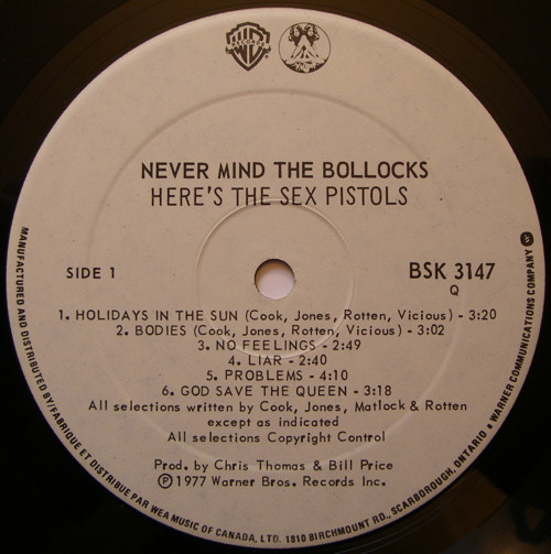  Never Mind The Bollocks: Canada Second Pressing