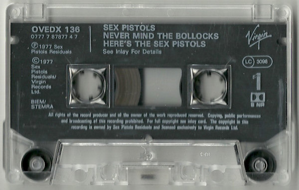 Sex Pistols - Never Mind The Bollocks: United Kingdom Cassette 1992 Mispress