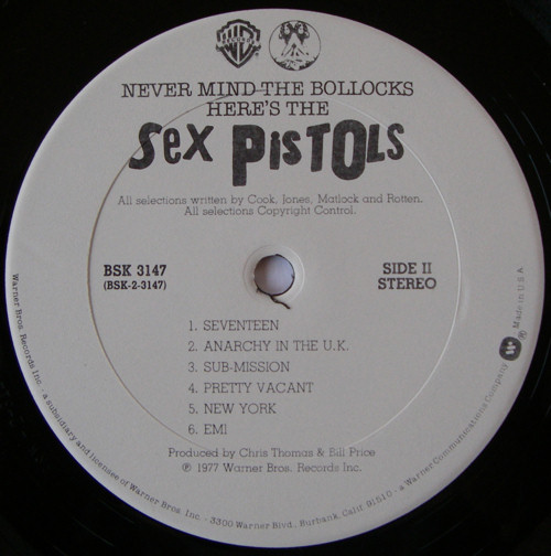 Never Mind The Bollocks, Here's The Sex Pistols (Warner Brothers BSK 3147)