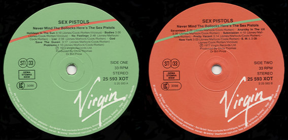 Never Mind The Bollocks: Germany / Benelux Pressing