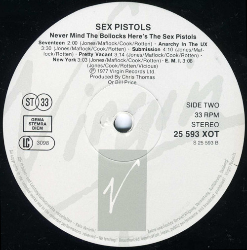 Never Mind The Bollocks, Here's The Sex Pistols (Virgin OVED 136)