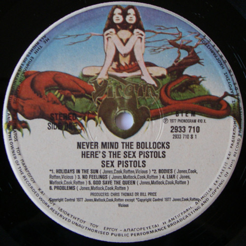 Never Mind The Bollocks, Here's The Sex Pistols (Virgin 2933 710) GREECE