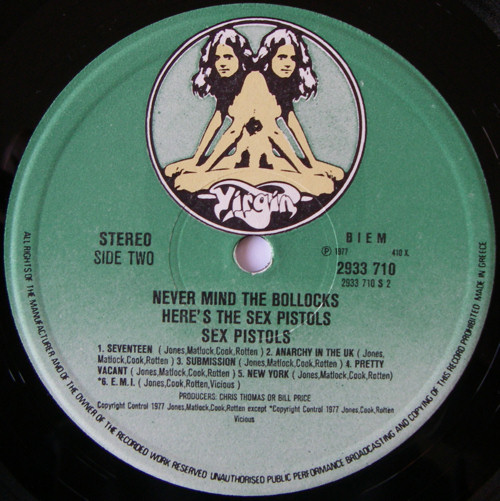 Never Mind The Bollocks, Here's The Sex Pistols (Virgin 2933 710) GREECE