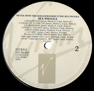 Never Mind The Bollocks, Here's The Sex Pistols (Virgin VG 50 009) GREECE