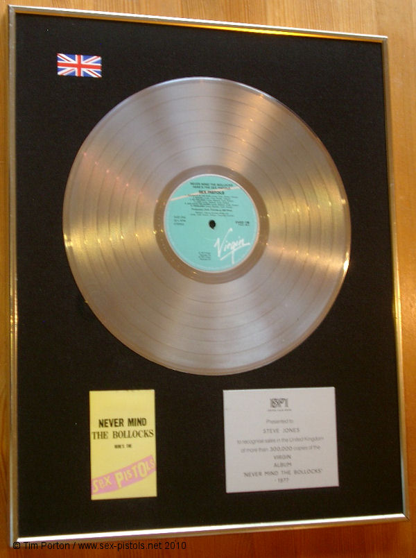 Steve Jones' platinum disc