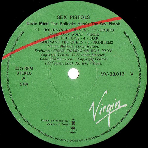 Never Mind The Bollocks, Here's The Sex Pistols (Virgin VV 33.012V)