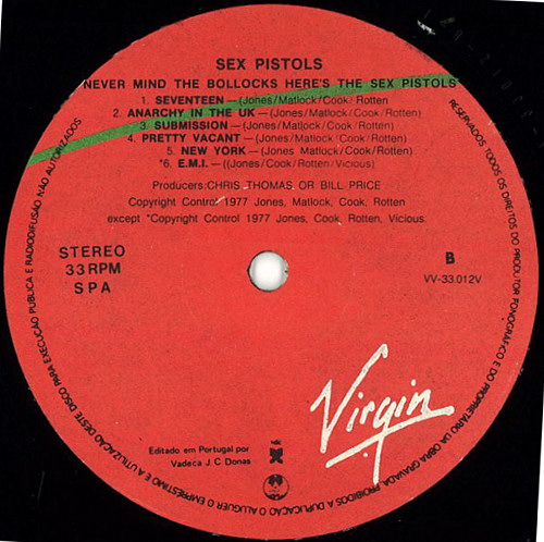 Never Mind The Bollocks, Here's The Sex Pistols (Virgin VV 33.012Y)