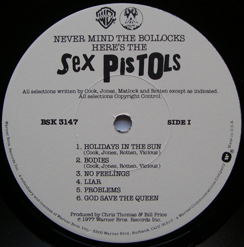 Never Mind The Bollocks, Here's The Sex Pistols (Warner Brothers BSK 3147) USA